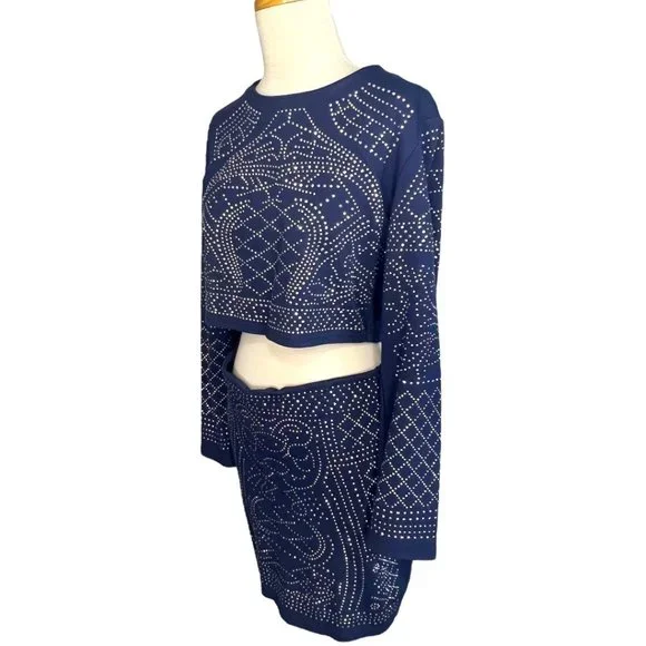 Mea Meor 2 Piece Studded Skirt Set Blue Size M EUC - Picture 5 of 13